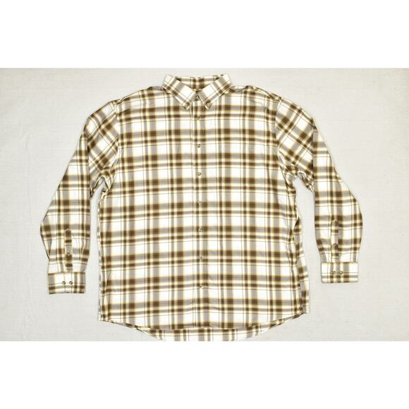 Cabela's Plaid Flannel Button Up Shirt Brown Size 2XLT Big & Tall Flannel - Picture 3 of 8
